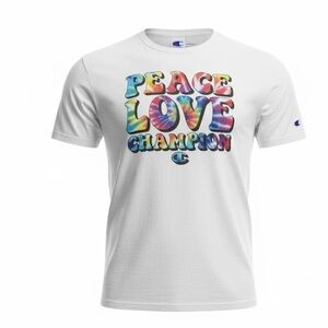 Graphic Tee Champion tie dye White Peace Love T-Shirt